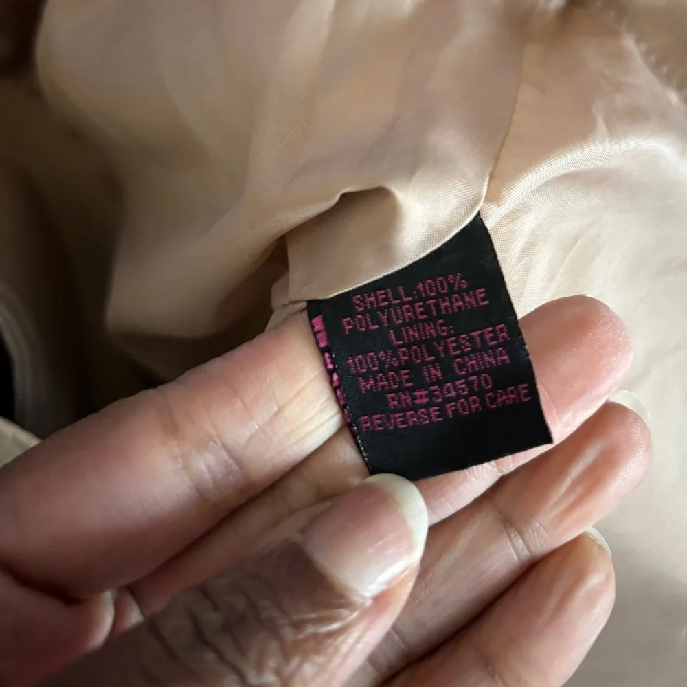 Y2K B Sweet Faux Leather Jacket Moto Beige Quilted Full Zip Womens L Rock N Roll - Picture 12 of 12